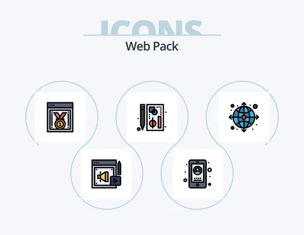 Web Pack Line Lleno Icono Pack Diseño Icono Desarrollo Imagen — Archivo Imágenes Vectoriales