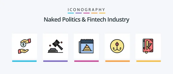 Naked Politics Fintech Industry Line Filled Icon Pack Including Constitution — Stock Vector