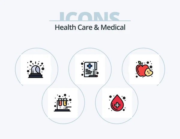 Cuidados Saúde Linha Médica Preenchido Icon Pack Icon Design Emergência — Vetor de Stock