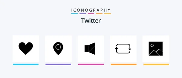 Twitter Glyph Icon Pack Including Picture Twitter Sets Front Creative — Stockvektor