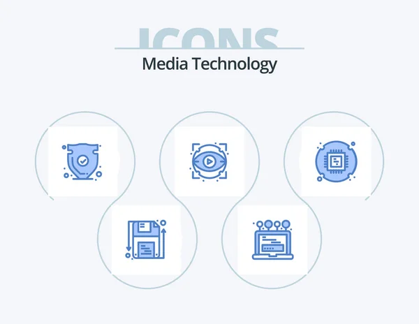 Media Technology Blue Icon Pack Icon Design Chip View Security — Vettoriale Stock