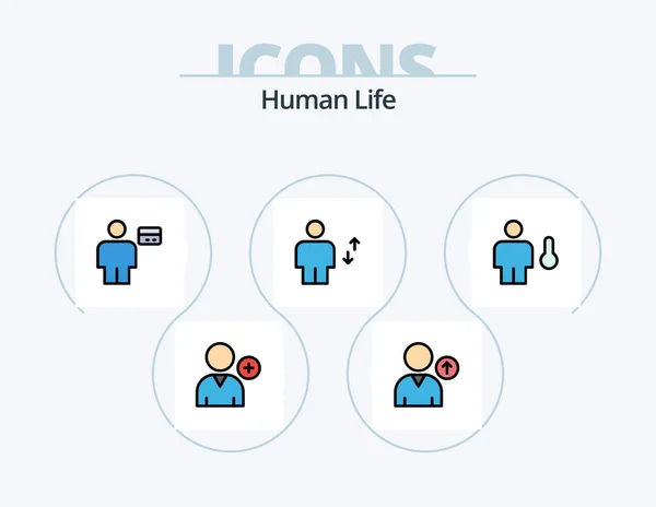 Human Line Fylld Ikon Pack Ikon Design Vän Användare Avatar — Stock vektor