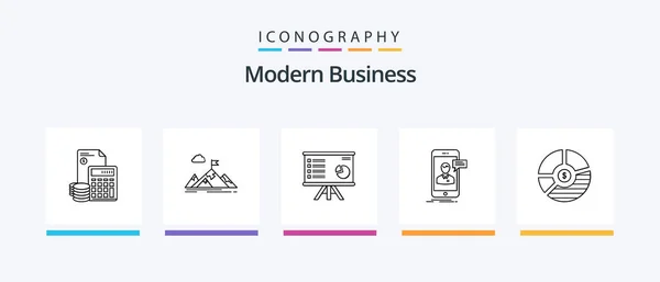 Modern Business Line Icon Pack Incluindo Negócios Mira Negócios Alvo — Vetor de Stock