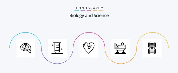 Biyoloji Hat Icon Paketi Fizik Dahil Dna Kalp Krizi Biyoloji — Stok Vektör