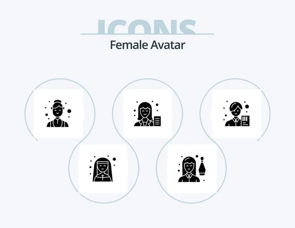 Female Avatar Glyph Icon Pack Icon Design Female Blogger Leisure — Stock Vector