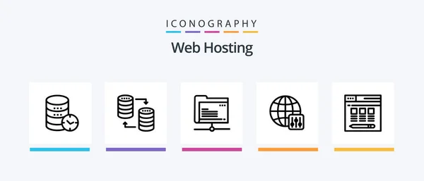 Web Hosting Line Icon Pack Including Web Server Add Monitor — Stock Vector