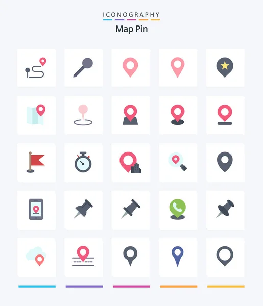Creative Map Pin Flat Icon Pack Pin Map Location Location — Stockový vektor