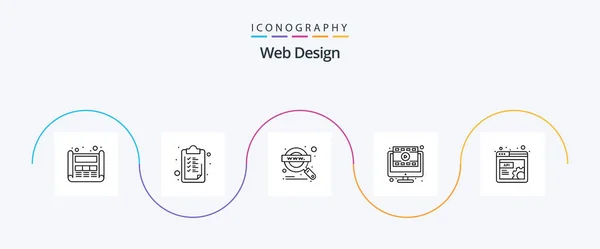 Web Design Line Icon Pack Including Web Design Magnify Glass — 图库矢量图片