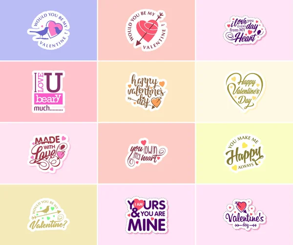 Valentine Day Time Love Beautiful Visual Stickers — Διανυσματικό Αρχείο
