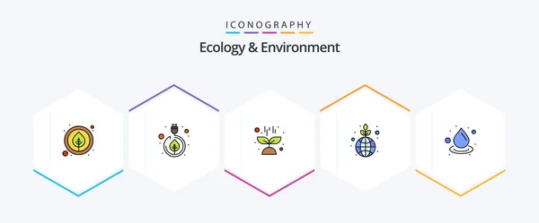 Ecology Environment Filledline Icon Pack Including Ecology Nature Planet Green — Stock Vector