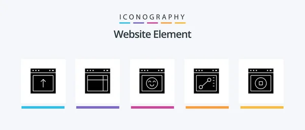 Website Element Glyph Icon Pack Including Website Website Draw Website — ストックベクタ