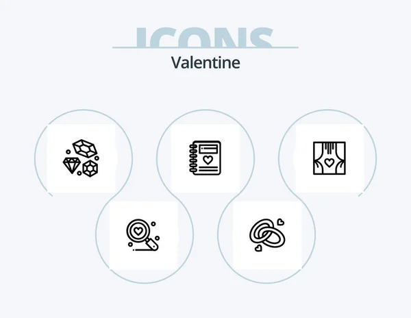Valentine Line Icon Pack Icon Design Sweets Muffins Park Cup — Vetor de Stock