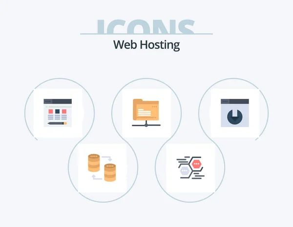 Web Hosting Flat Icon Pack Icon Design Web Server Hexagon — Stock Vector