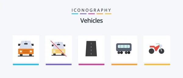 Vehículos Flat Icon Pack Incluido Moto Infraestructura Tren Pasajero Diseño — Archivo Imágenes Vectoriales