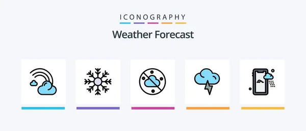 Weather Line Filled Icon Pack Including Rain Snow Cloud Cloud — Stock Vector