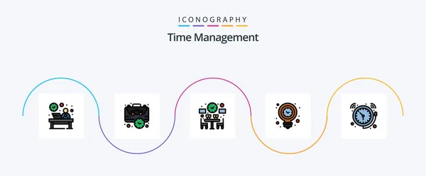 Time Management Line Filled Flat Icon Pack Including Light Energy — Vetor de Stock