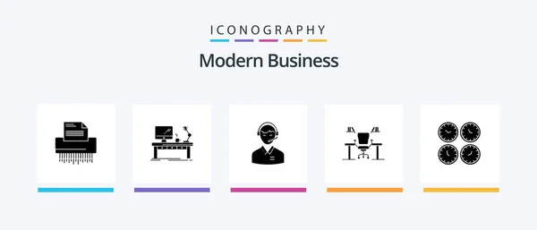 Modern Business Glyph Icon Pack Including Customer Business Business Support — Image vectorielle