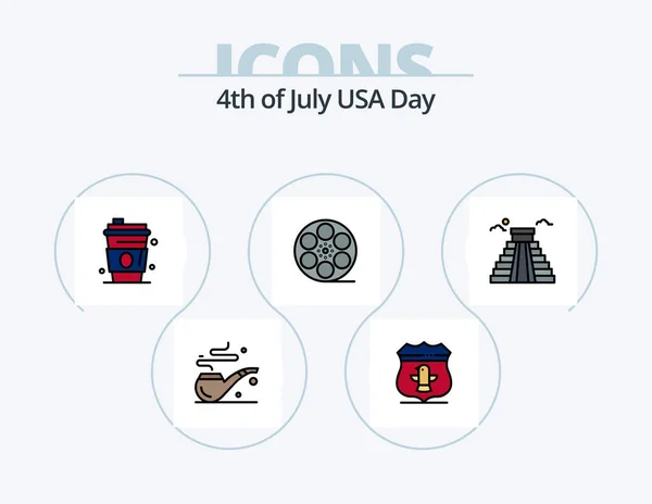 Usa Line Filled Icon Pack Icon Design Thanksgiving American Pipe — Archivo Imágenes Vectoriales
