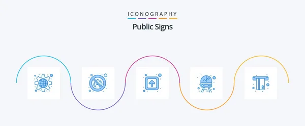Public Signs Blue Icon Pack Including Card Vehicle Arrow Train – stockvektor