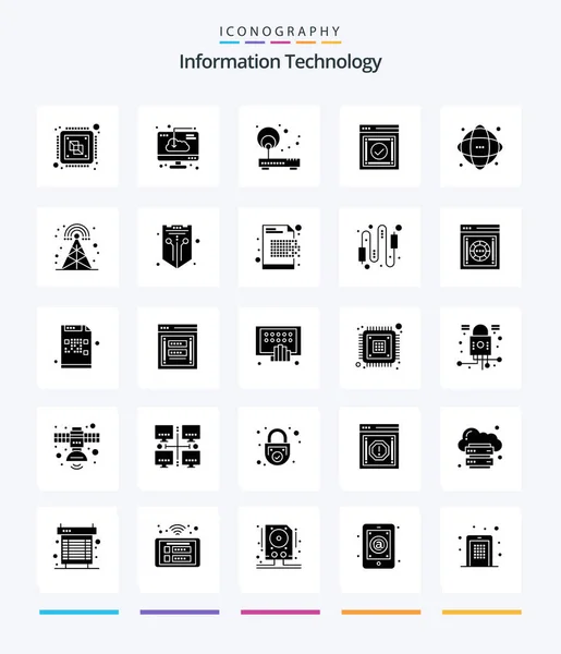 Creative Information Technology Glyphe Solide Noir Icône Pack Tels Que — Image vectorielle