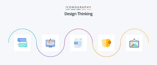 Design Thinking Flat Pack Icônes Compris Cadre Image Format Cdr — Image vectorielle