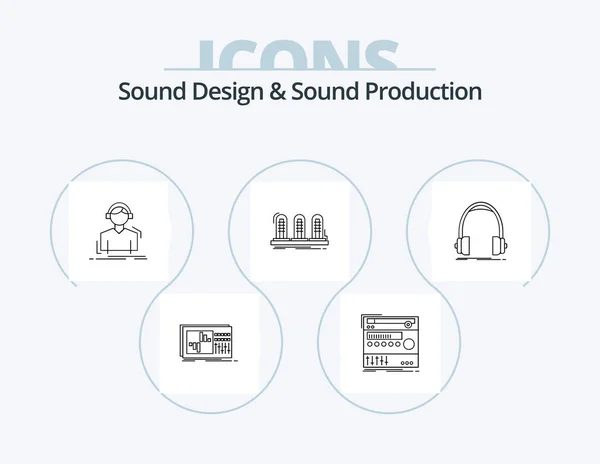 Sound Design Sound Production Line Icon Pack Icon Design Cord — Stock Vector