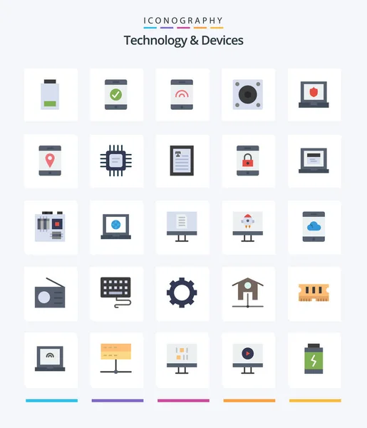 Creative Devices Flat Icon Pack Mobile Location Devices Shield Laptop — Archivo Imágenes Vectoriales