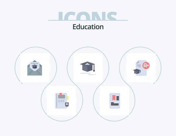 Education Flat Icon Pack Icon Design Education Graduation Cap Graduation — Stockový vektor