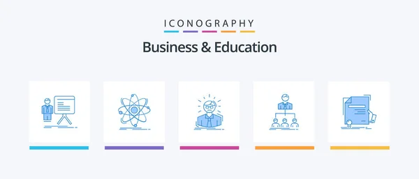 Business Education Blue Icon Pack Including Organization Team Physics Business — Stock vektor