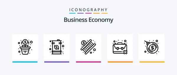 Economy Line Icon Pack Including Dollar Marketing Money Bank Creative — Vector de stock