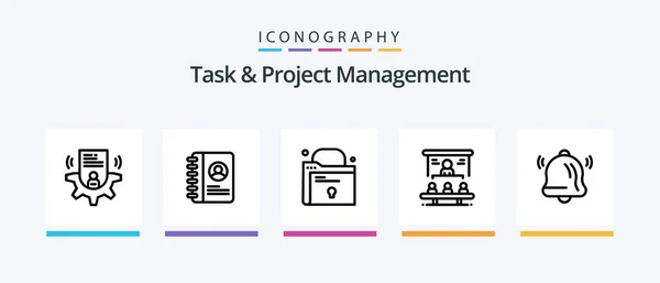 Task Project Management Line Icon Pack Including Mail Hand Favorites — Stock Vector