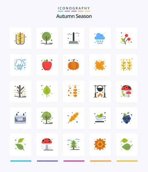 Creative Autumn Pack Icônes Plates Telles Que Temps Nuage Arbre — Image vectorielle