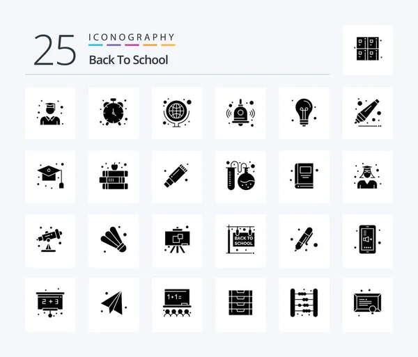 Back School Solid Glyph Icon Pack Including Education Back School — Vettoriale Stock
