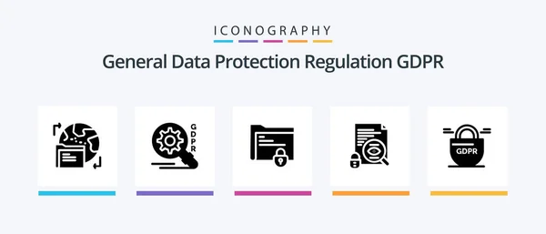 Gdpr Glyph Icon Pack Including Search Security Safe Folder Gdpr — Stockvector
