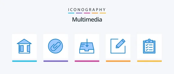 Multimedia Blue Icon Pack Including Receive Tasks Clipboard Creative Icons — Vector de stock