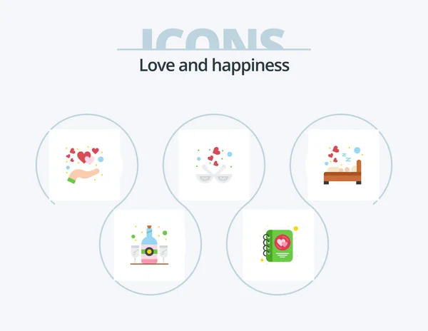 Love Flat Icon Pack Icône Design Dans Chambre Amoureux Soins — Image vectorielle