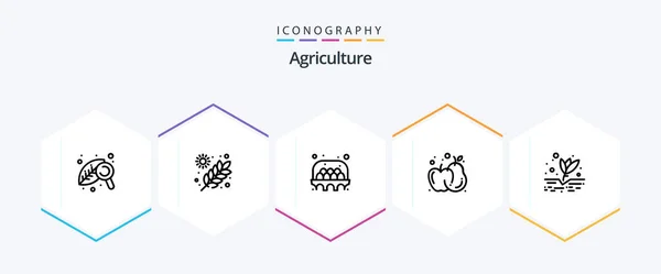 Agriculture Line Icon Pack Including Farming Agriculture Agriculture Apple Agriculture — Archivo Imágenes Vectoriales