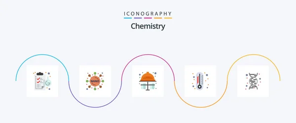 Chemie Flat Pictogram Pack Inclusief Het Dna Reageerbuizen Scheikunde Graad — Stockvector