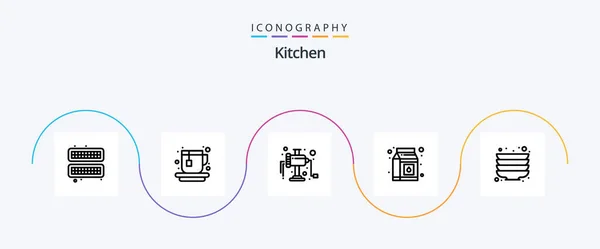 Kitchen Line Icon Pack Including Plates Manual Plate Pack — Vector de stock
