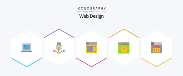 Web Tasarımı Düz Simge Paketi Tasarım Gönderme — Stok Vektör