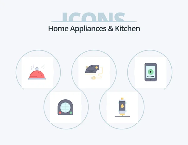 Haushaltsgeräte Und Küche Flache Icon Pack Icon Design Maschine Hause — Stockvektor