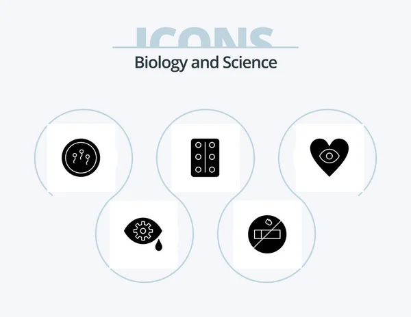 Biology Glyph Icon Pack Icon Design Laboratory Love Eye — Stockový vektor