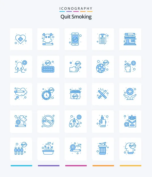 Creative Quit Smoking Blue Icon Pack Cigarette Store Treatment Death — Stock Vector