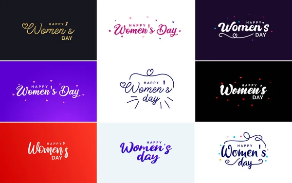 Abstract Happy Women Day Logo Love Vector Logo Design Pink — Stockvektor