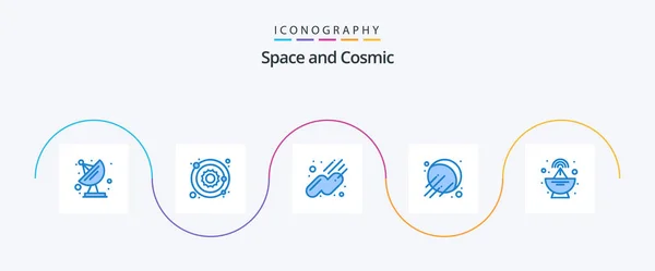 Espacio Azul Paquete Iconos Incluyendo Espacio Satélite — Vector de stock