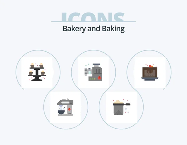 Bakken Flat Icon Pack Icoon Design Bakken Vleesmolen Een Stoofpot — Stockvector