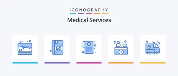 Medical Services Blue Icon Pack Including Medical Prescription Emergency Medical — Stock vektor