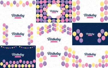 Happy Birthday surrounded by a wreath of flowers and foliage in a watercolor style