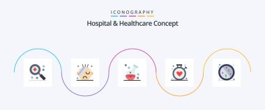 Hospital and Healthcare Concept Flat 5 Icon Pack Including . healthy. compass. healthcare. anti-virus