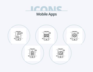 Mobile Apps Line Icon Pack 5 Icon Design. smartphone. app. video app. online app. plain